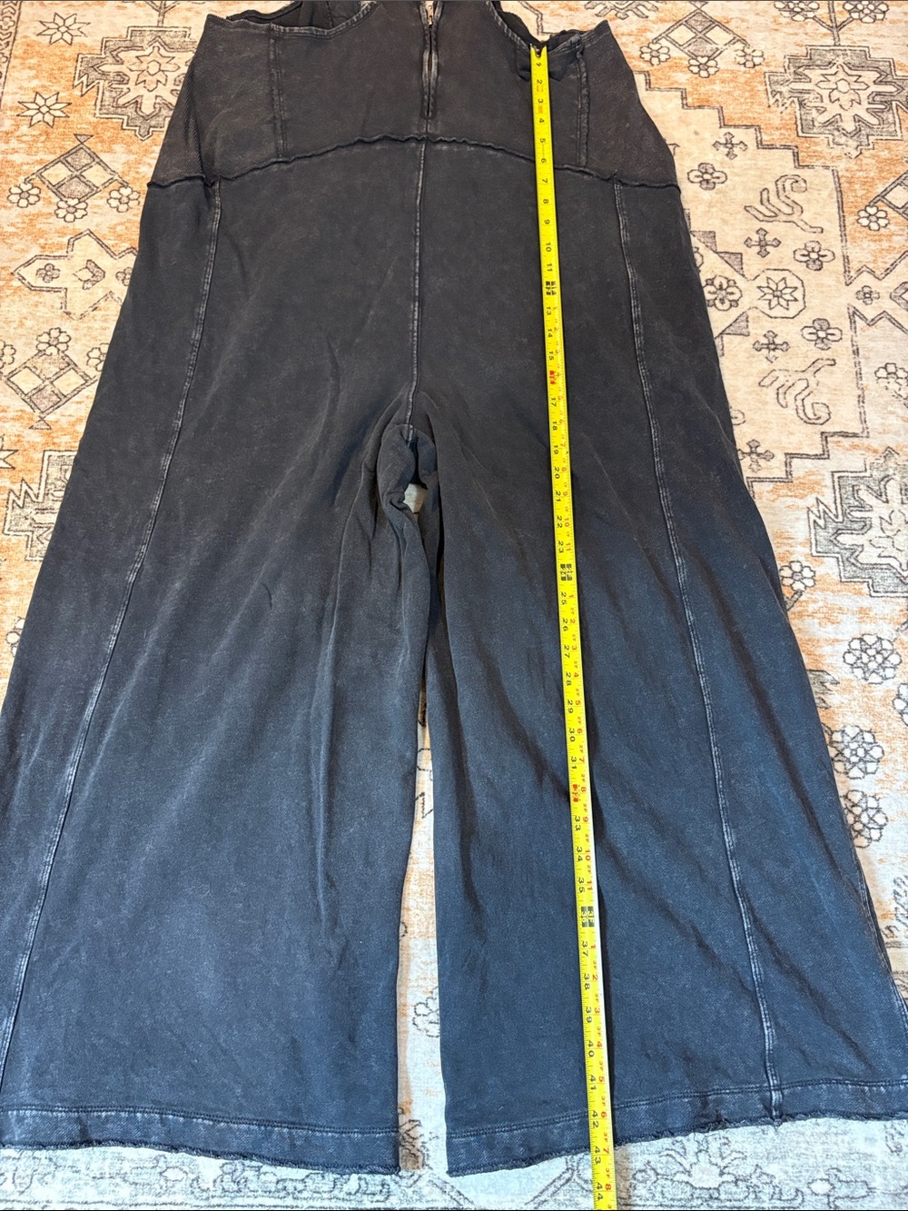 EASEL L charcoal washed terry knit sleeveless jumpsuit, oversized and wide leg - Picture 11 of 12